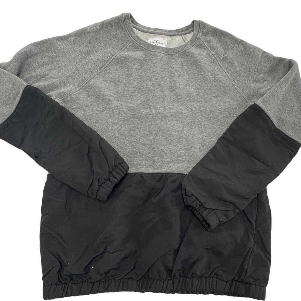Your‎ Neighbors Sweatshirt Mens Medium Grey Black Colorblock Mixed Media Raglan